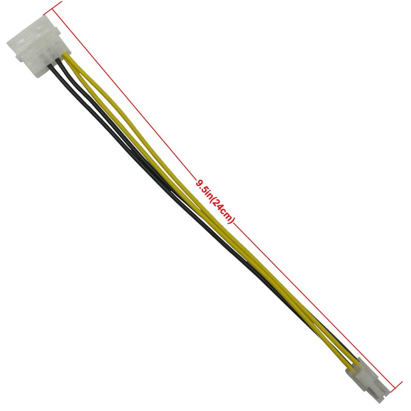 COMeap (3-Pack) 4 Pin Molex Connector, LP4 Molex to ATX 4 Pin Connector Auxiliary Power Adapter Cable 9.5-inch (24cm) - Image 4